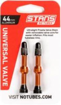 Stan/'s NoTubes Universal Presta Valve Stems - Aluminium - Orange - 44mm - Pair