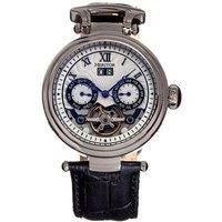 Heritor Automatic Ganzi Semi-Skeleton Leather-Band Watch - Silver