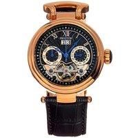 HERITOR Ganzi Men/'s Automatic Black Genuine Leather Gold Watch w/Date HERHR3304