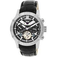 Heritor Hamilton Men's Automatic Black Genuine Leather Silver Watch w/Date HERHR4102