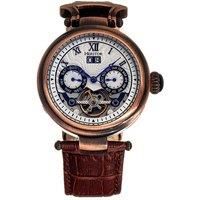Heritor Ganzi Men's Automatic Brown Genuine Leather Bronze Watch w/Date HERHR3308
