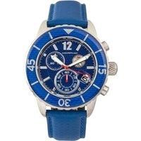 Morphic M51 Series Men/'s Quartz Blue Genuine Leather Silver Chronograph Watch w/Date MPH5107