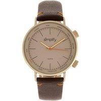 Simplify 3300 Quartz Grey Dial Brown Leather Band Gold Unisex Watch SIM3305