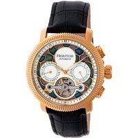 Aura Men's Semi-Skeleton Leather-Band Watch