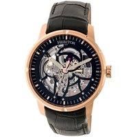 Heritor Automatic Ryder Skeleton Leather-Band Watch - Black/Rose Gold - HERHR460