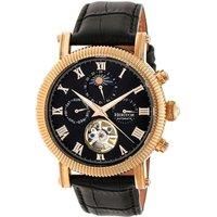 Winston Semi-Skeleton Leather-Band Watch
