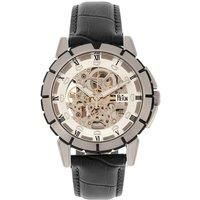 Philippe Automatic Skeleton Leather-Band Watch