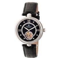 Stella Automatic Semi-Skeleton MOP Leather-Band Watch