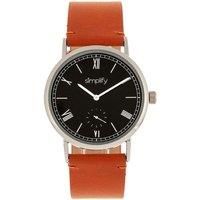 Simplify 5100 Men's Camel Tan Leather Silver Quartz Watch - Black SIM5106