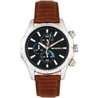 Breed Lacroix Men's Chronograph Brown Leather Silver Watch BRD6802