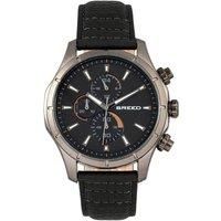 BREED Lacroix Men/'s Quartz Black Genuine Leather Gunmetal Chronograph Watch w/Date BRD6804