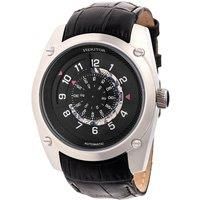 Heritor Automatic Daniels Semi-Skeleton Black Leather Silver Men's Watch HR7403