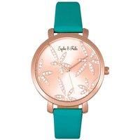 Key West Leather-Band Watch with Swarovski Crystals