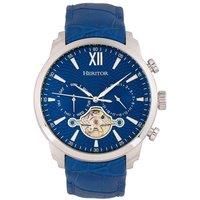 Arthur Semi-Skeleton Leather-Band Watch with Day & Date