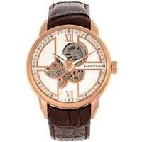 Sanford Semi-Skeleton Leather-Band Watch