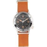 M74 Series Leather-Band Watch w/Magnified Date Display
