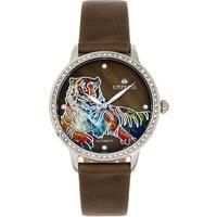 Diana Automatic Engraved MOP Leather-Band Watch