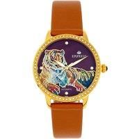 Diana Automatic Engraved MOP Leather-Band Watch