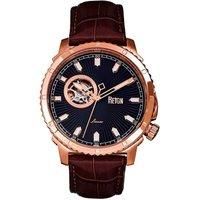 Bauer Automatic Semi-SkeletonLeather-Band Watch