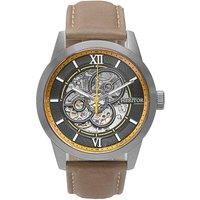 Jonas Leather-Band Skeleton Watch
