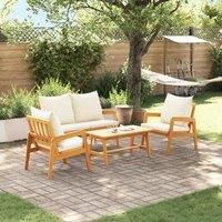 4 Piece Bistro Set with Cushions Solid Wood Acacia