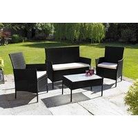 4 Seater Rattan Furniture Set - 2 Colours & Optional Cover! - Black