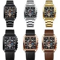 Men'S Premium Square-Dial Quartz Watch - 6 Options - Silver