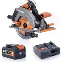 Evolution Power Tools R185CCS-Li Circular Saw Cordless Brushless 18v Li-Ion EXT Includes TCT Multi-Material Blade, Cuts Wood, Metal, Plastic & More, Guide Included, Battery & Charger Included, 185mm