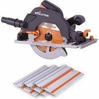 Evolution Power Tools R185CCSX Multi-Material Circular Saw and Track (Combination Pack), 1600 W, 230 V, 185 mm
