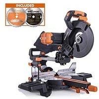 Evolution Power Tools 053-0001A R255SMS-DB+ Double Bevel Multi-Material Sliding Mitre Saw with Plus Pack, 255 mm (230 V)