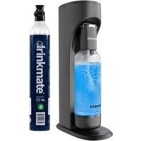 Drinkmate Sparkling Beverage Maker with 1L bottle and CO2 cylinder, carbonates ANY cold drink, Matte Black