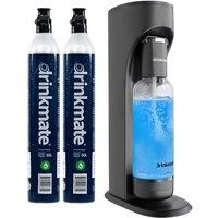 DrinkMate Sparkling Water and Soda Maker, Carbonates Any Drink Includes 1L Re-usable BPA-Free Carbonating Bottle, Two CO2 Cylinders and Fizz Infuser - Matte Black