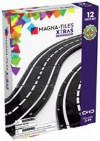 MAGNA-TILES XTRAS: Roads 12 Piece Magnetic Construction Set, The ORIGINAL Magnetic Building Brand