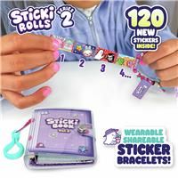 Sky Castle Sticki Rolls Sticki Book Series 2, Wearable & Shareable Sticker Bracelet, 120 Mini Stickers, Bracelet and Sticki Book, Assorted colours and styles