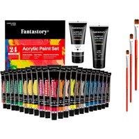 Acrylic Paint Set 24 Colour Waterproof Brush Kit