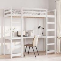Loft Bed Frame without Mattress White 75x190 cm Small Single Solid Wood Pine