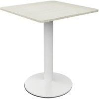 2-Seater Modern White Square Cafe Table with Powder-Coated Metal Base