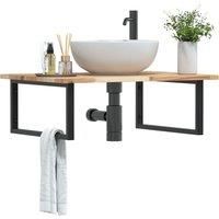 Basin Shelf Wall Mounted Steel and Solid Wood Acacia
