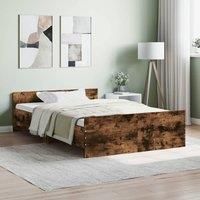 Bed Frame with Headboard and Footboard Smoked Oak 120x190 cm Small Double