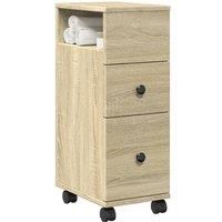 Narrow Bathroom Cabinet with Wheels Sonoma Oak Engineered Wood