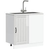 Sink Base Cabinet Lucca High Gloss White Engineered Wood