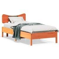 Bed Frame without Mattress Wax Brown 90x200 cm Solid Wood Pine