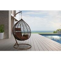 Weather-Resistant Polyrattan Hanging Egg Chair - Outdoor Garden Lounger