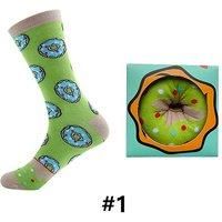 Funny Donut Print Socks - 6 Options Available - Black