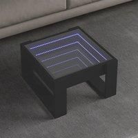 Coffee Table with Infinity LED Black 50x53x30 cm