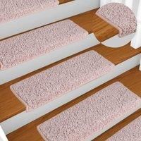Carpet Stair Treads 15 pcs 65x21x4 cm White and Pink
