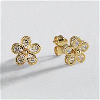 Revere 9ct Yellow Gold White Cubic Zirconia Stud Earrings