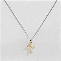 Revere 9ct Yellow Gold Cubic Zirconia Cross Pendant Necklace