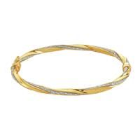 Revere 9ct Gold Plated Silver Glitter Twisted Bangle