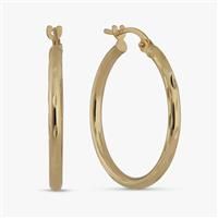 Revere 9ct Yellow Gold Textured Medium Hoop Earrings